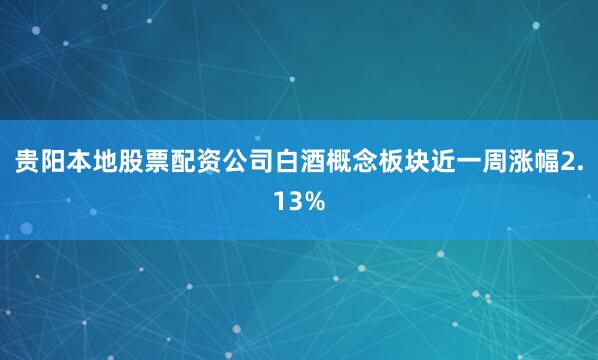 贵阳本地股票配资公司白酒概念板块近一周涨幅2.13%